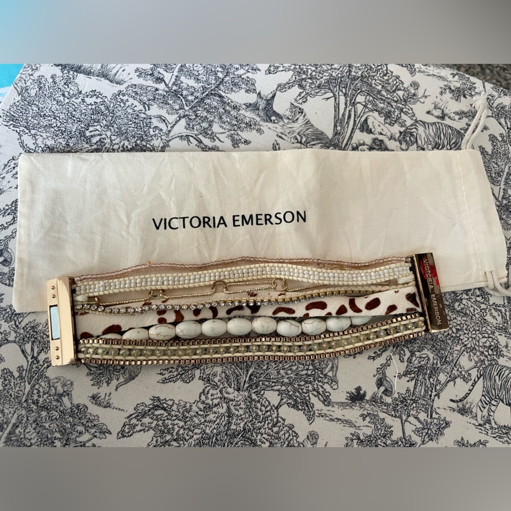 Victoria Emerson brown and gold cowhide bracelet